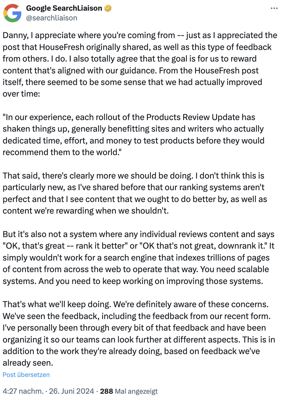 Google: Reaktion auf Kritik zu Reviews Rankings