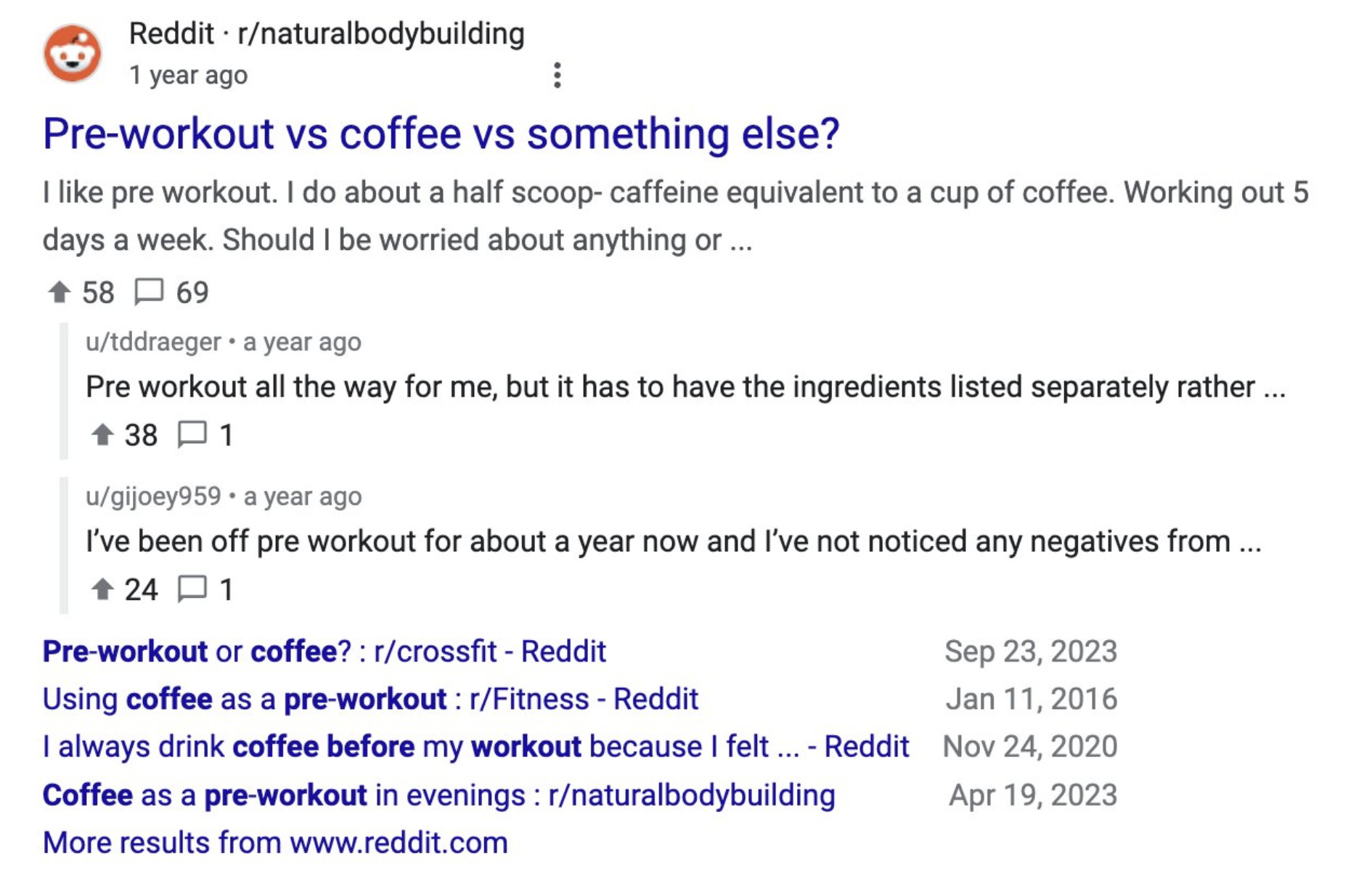 Google: erweitertes Suchergebnis für Reddit - Variante 1