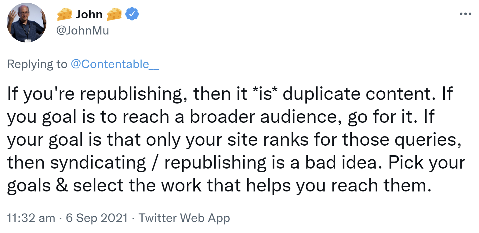 Google: Republishing ist eine schlechte Idee, wenn es um die Rankings geht