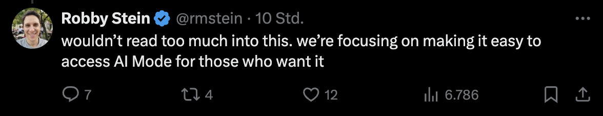 Google: Robby Stein relativiert Aussage zum AI Mode als Standard