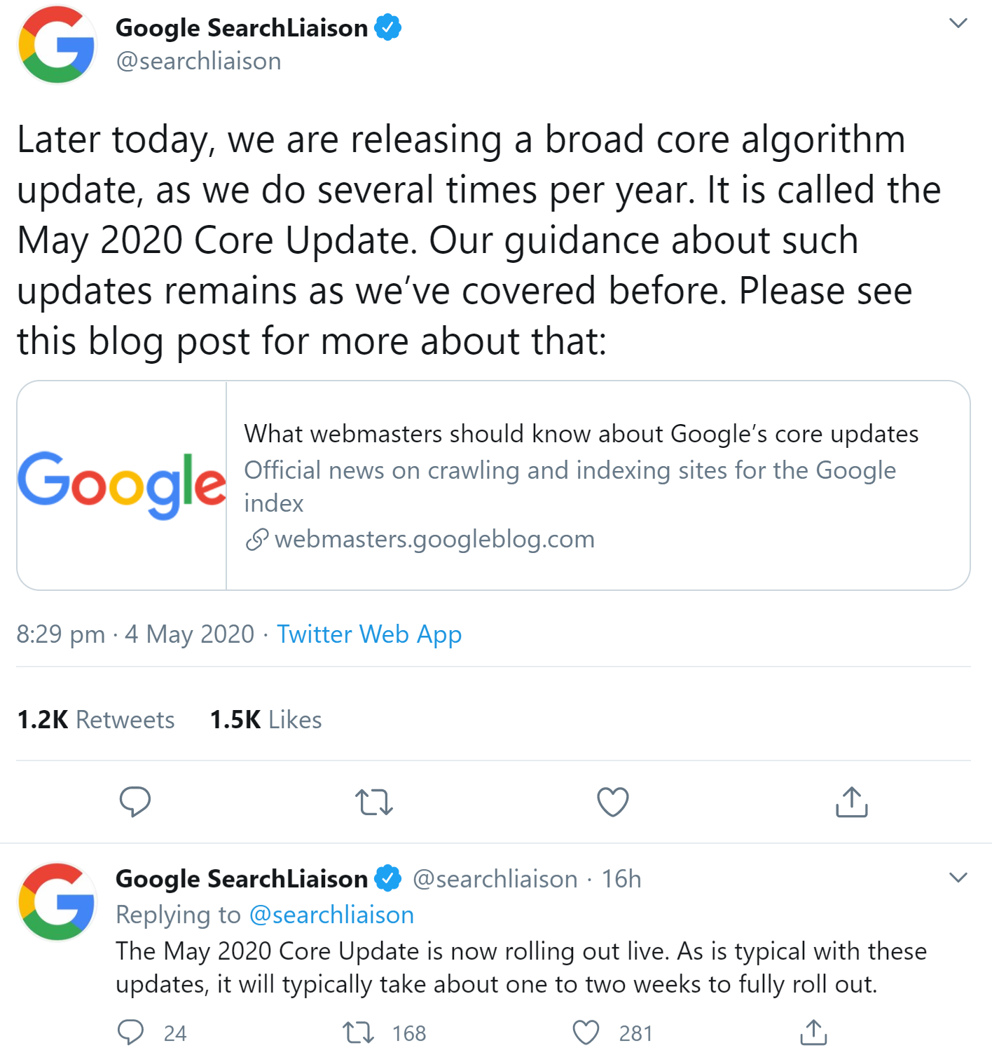 Google rollt Core-Update vom Mai aus