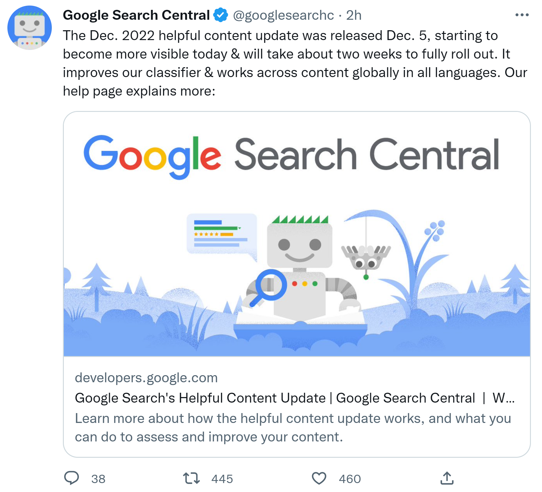 Google rollt December 2022 Helpful Content Update aus