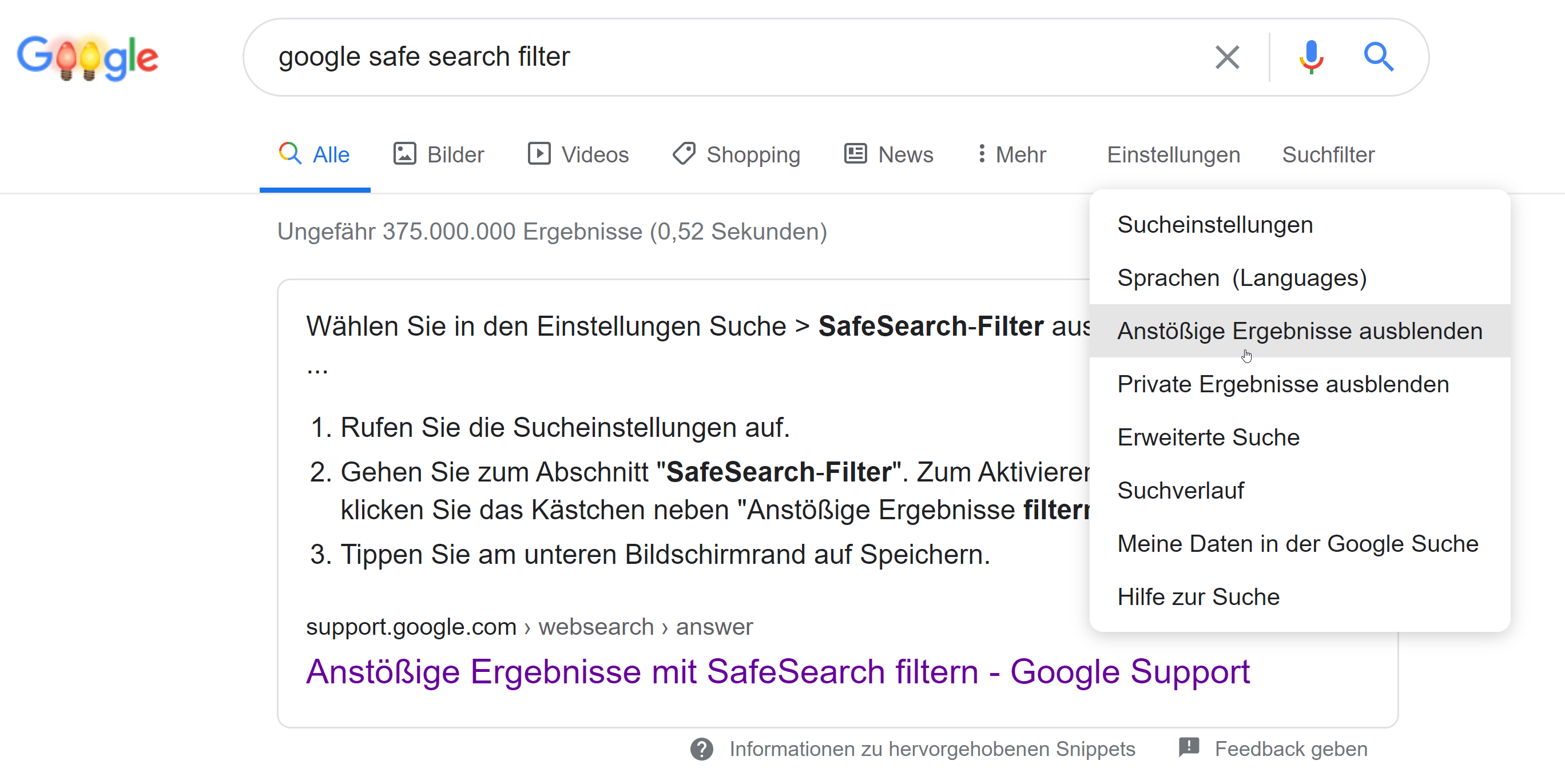 Google Safe Search Filter