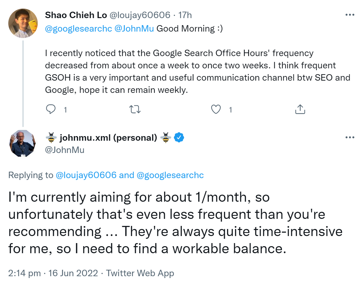 Google Search Central SEO Office Hours mit John Müller zukünftig wohl nur noch einmal pro Monat