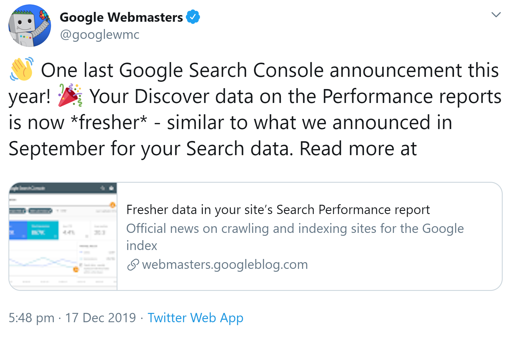 Google: aktuellere Leistungsdaten für Discover in der Search Console