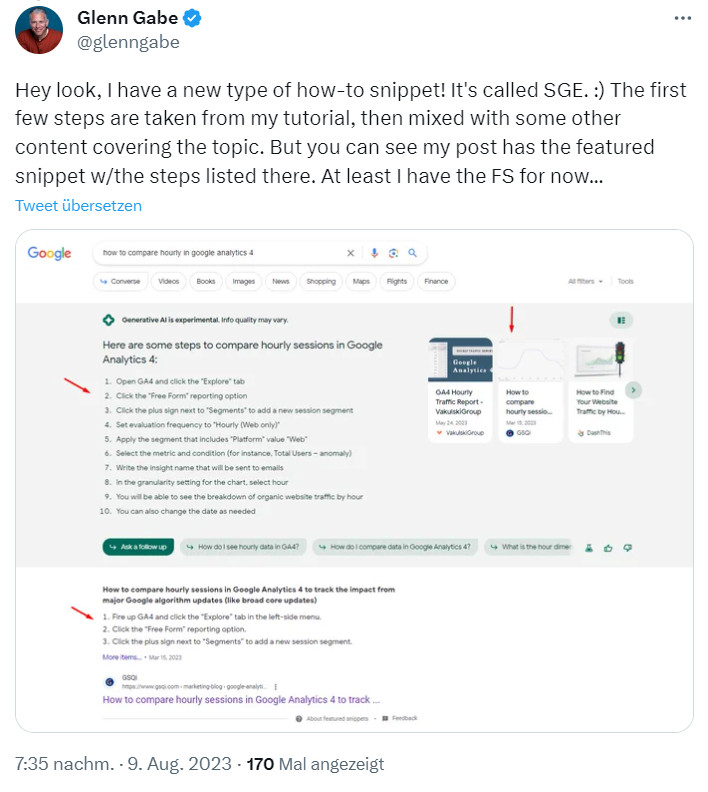 Glenn Gabe: Google SGE mit HowTo im AI-Snapshot