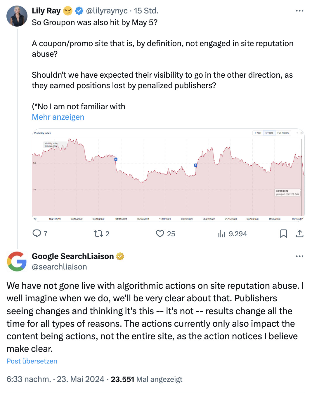 Google: algorithmische Umsetzung der Site Reputation Abuse Policy ist noch nicht live