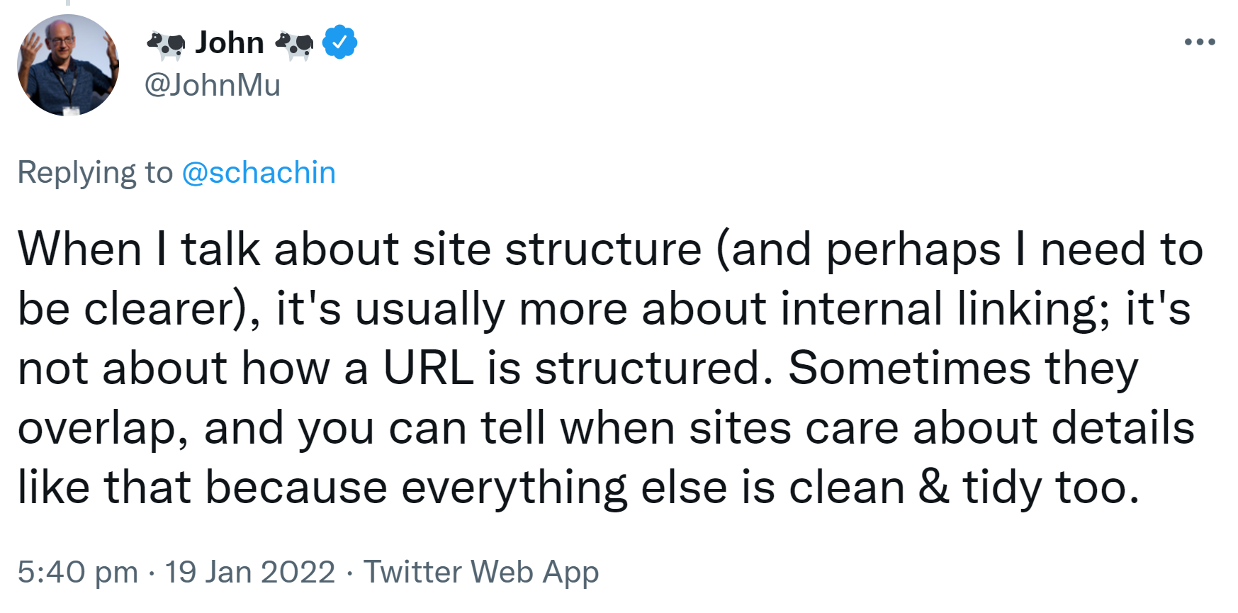 Google: Website-Struktur bezieht sich auf interne Links, nicht auf die URL-Struktur