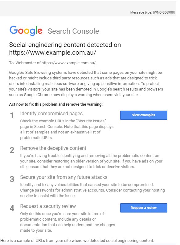 Google: Warnmeldung wegen Social Engineerings