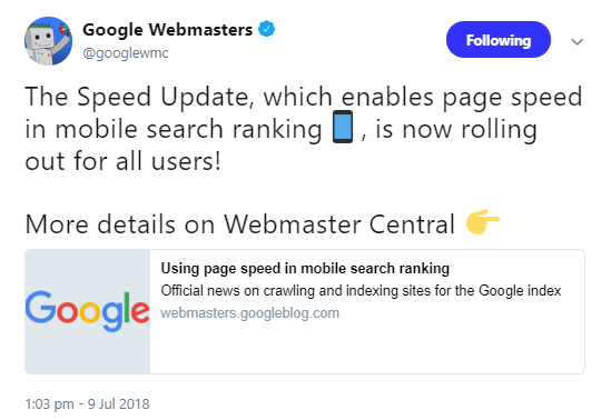 Google Speed Update wird ausgerollt