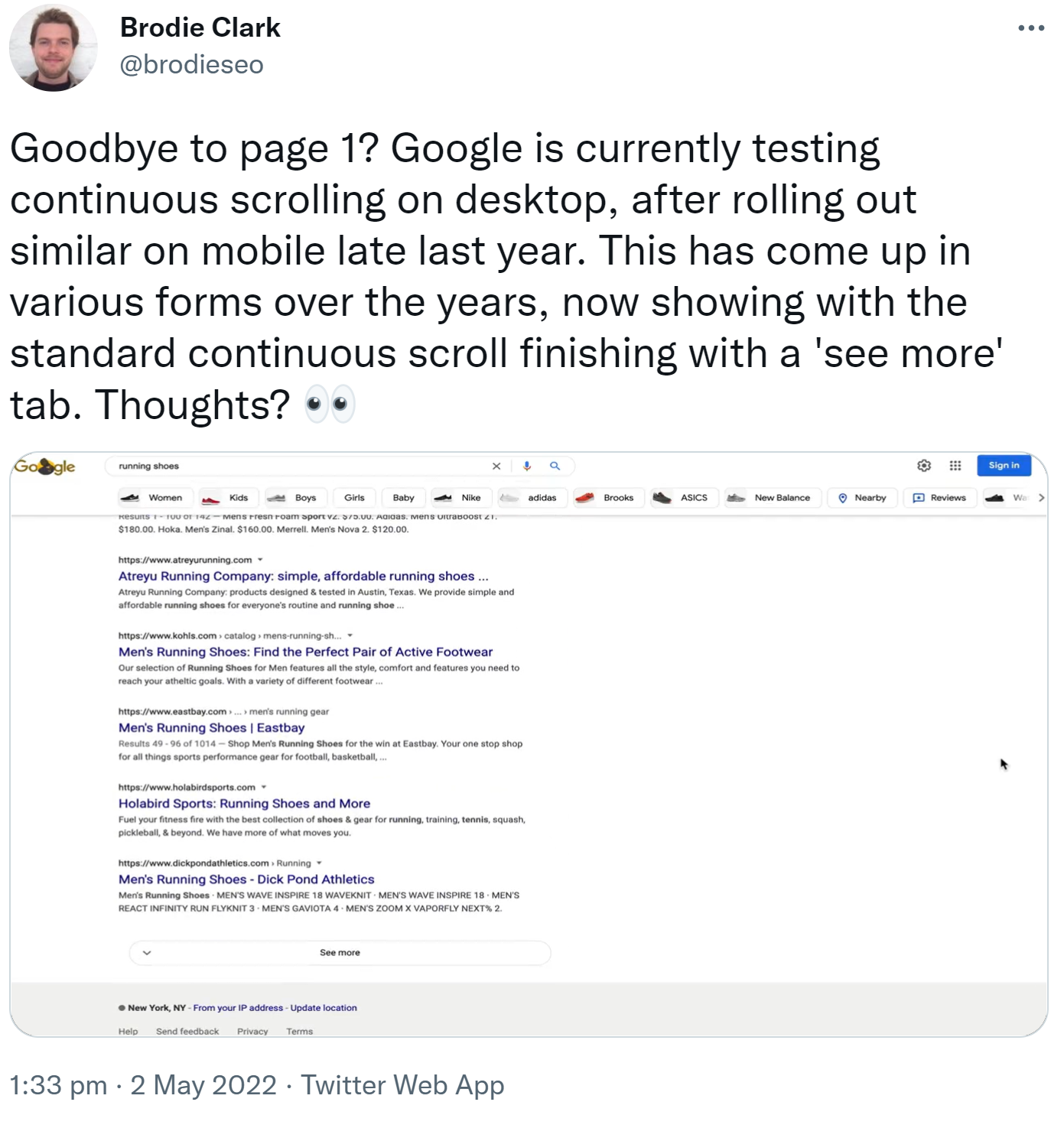 Google testet Continuous Scrolling auch auf dem Desktop