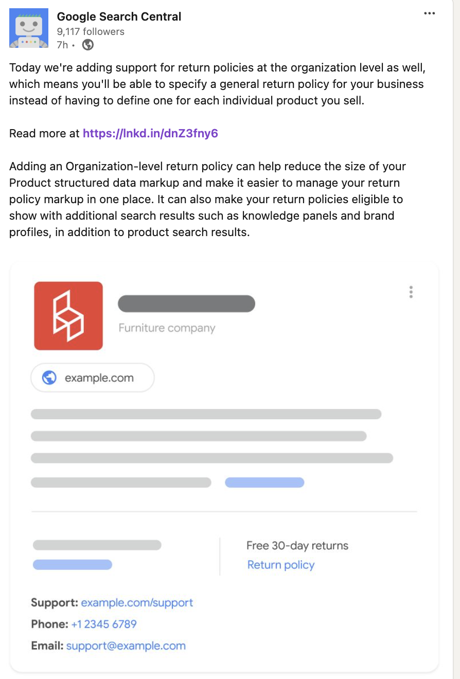Google unterstützt Rückgabebedingungen auf Organisationsebene