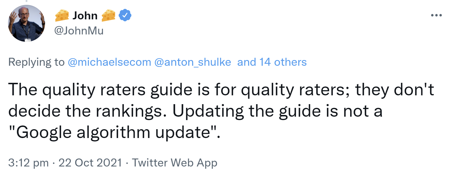 Aktualisierung der Google Quality Rater Guidelines ist kein Algorithmus-Update