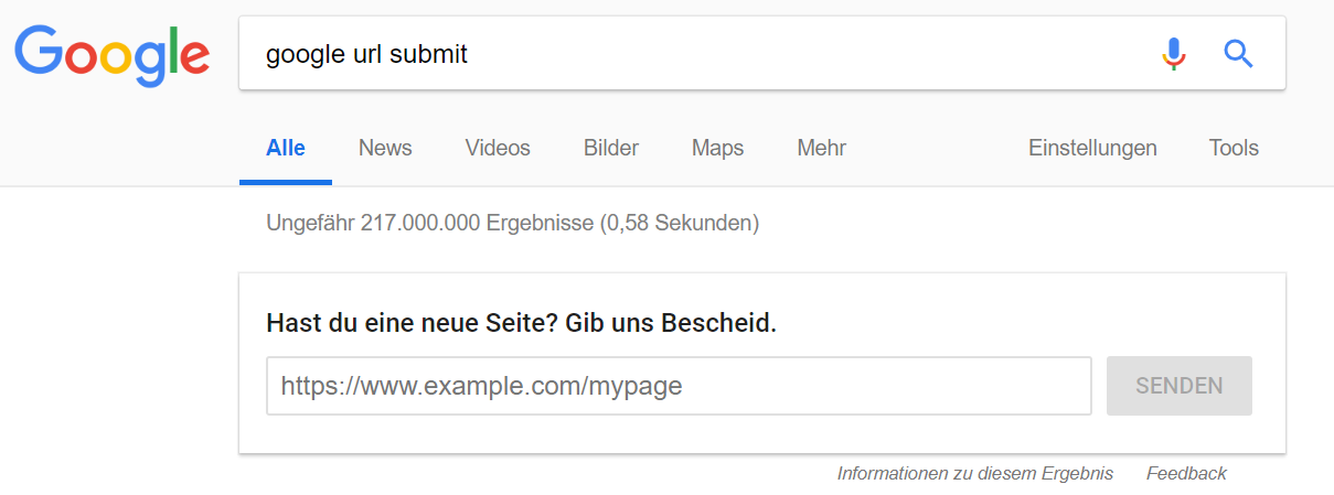 Google: Submit URL per SERP