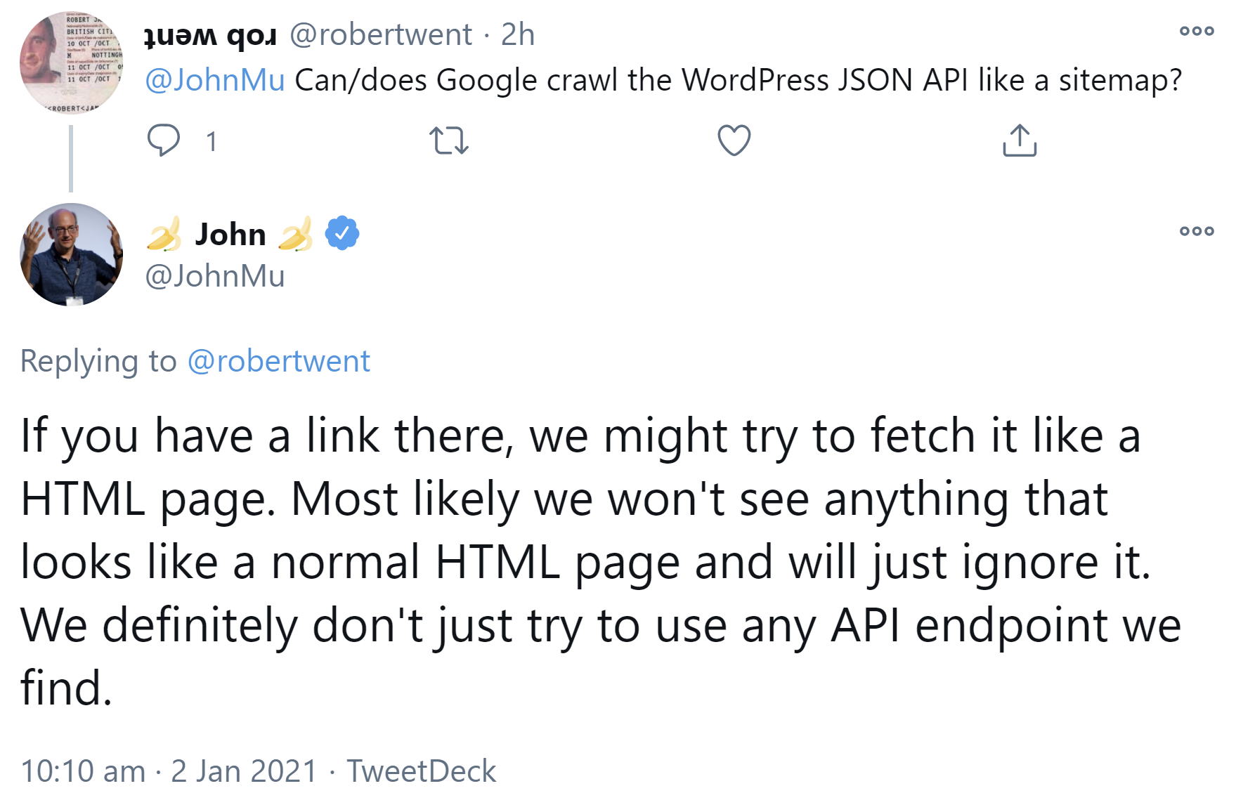 Google versucht nicht, jeden API-Endpunkt abzufragen