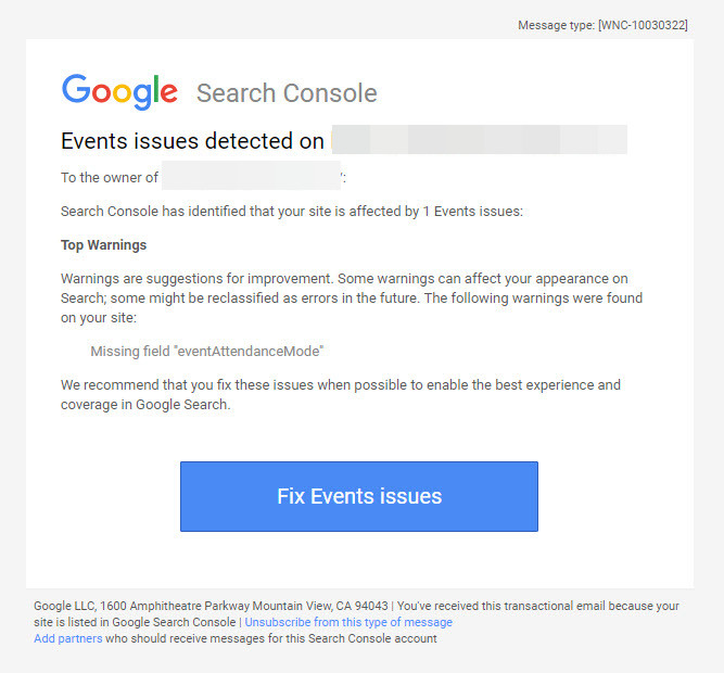 Google: Warnung wegen fehlenden Feldes in strukturierten Daten für Veranstaltungen