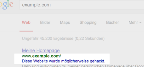 Google: Website gehackt