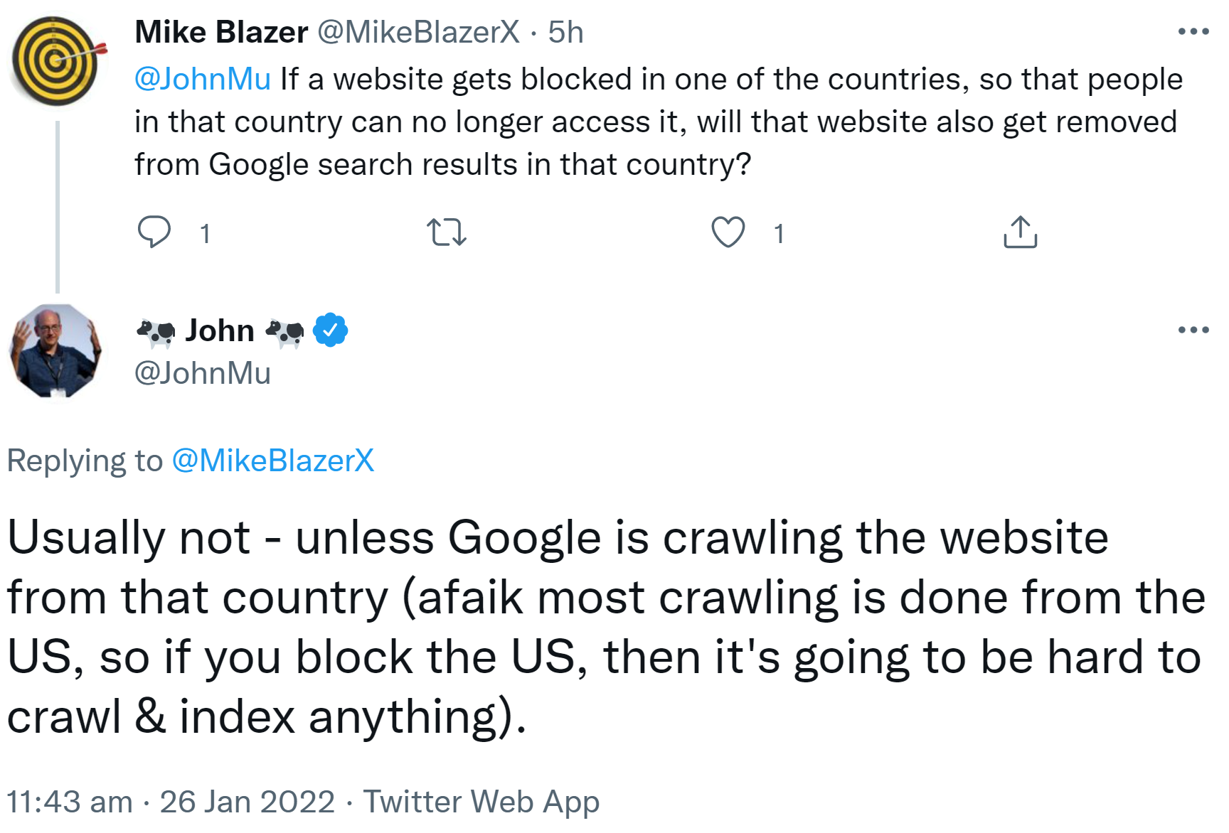 Google: Wenn eine Website für ein Land blockiert ist, kann sie dort dennoch in den Suchergebnissen erscheinen