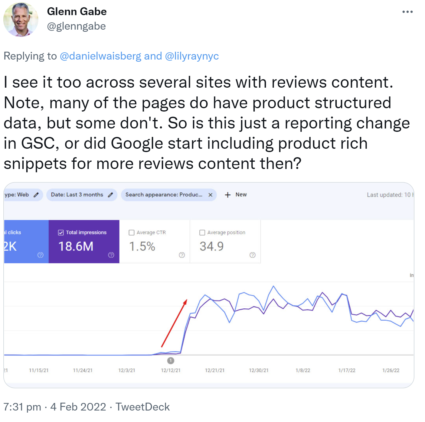 Glenn Gabe auf Twitter bestätigt Rich Results für Produkte ohne entsprechendes Schema-Markup
