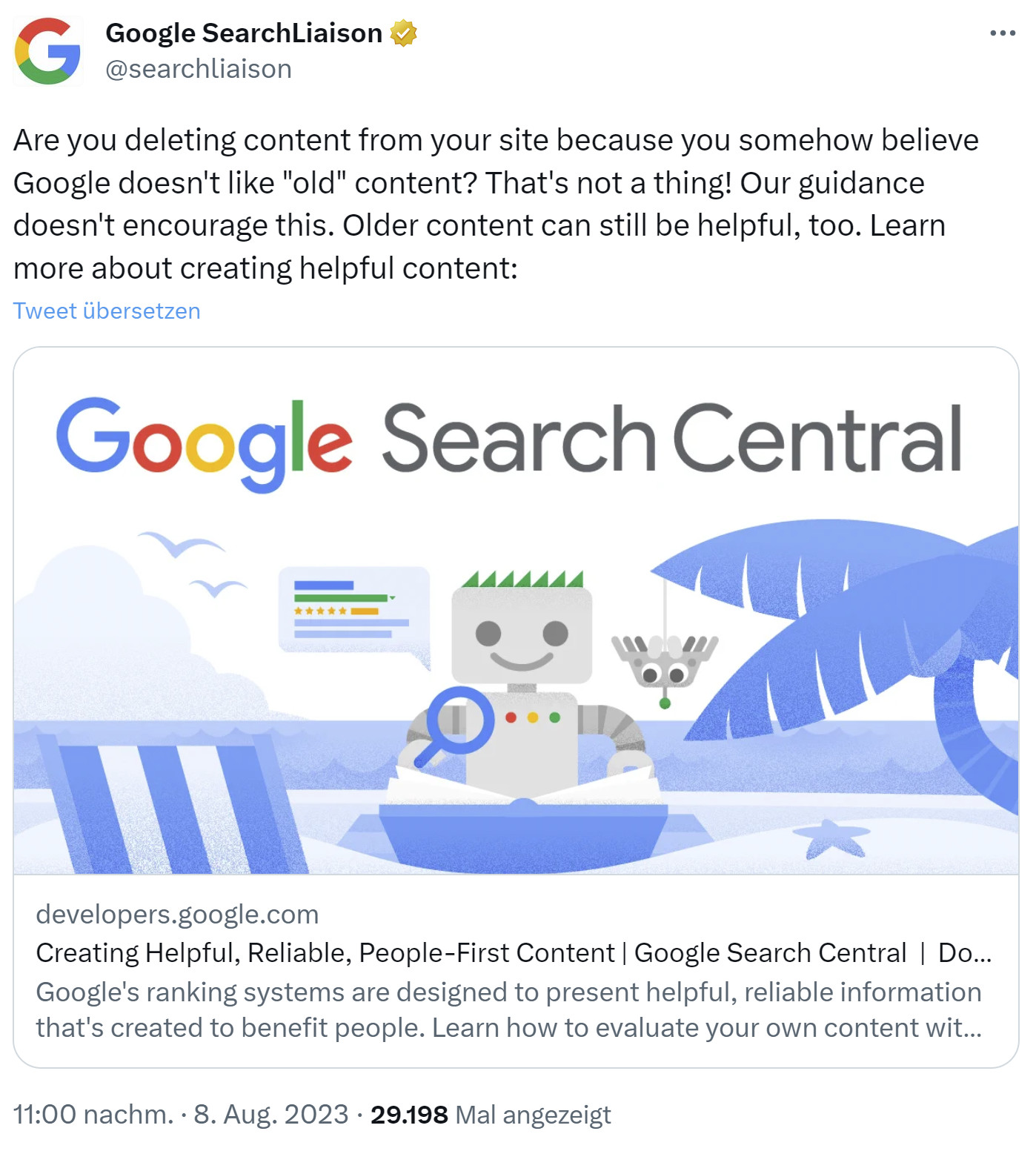 Google: Alte Inhalte können wertvoll sein