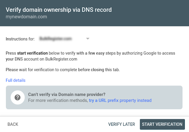 Google: Hilfe bei der DNS-Verifizierung