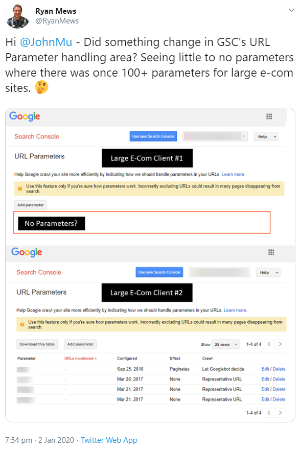 Google Search Console: Wo sind die URL-Parameter?