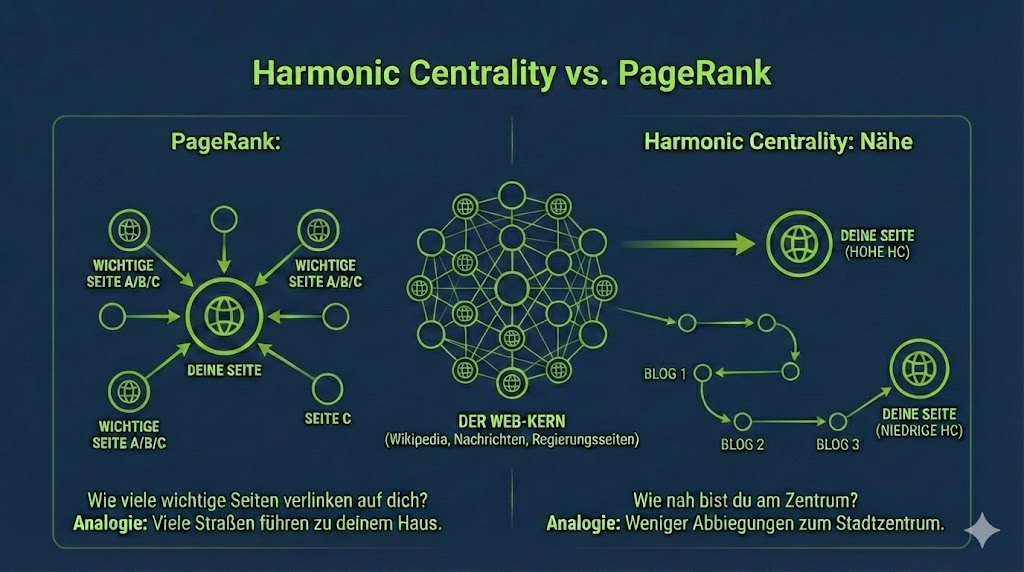 Harmonic Centrality vs. PageRank
