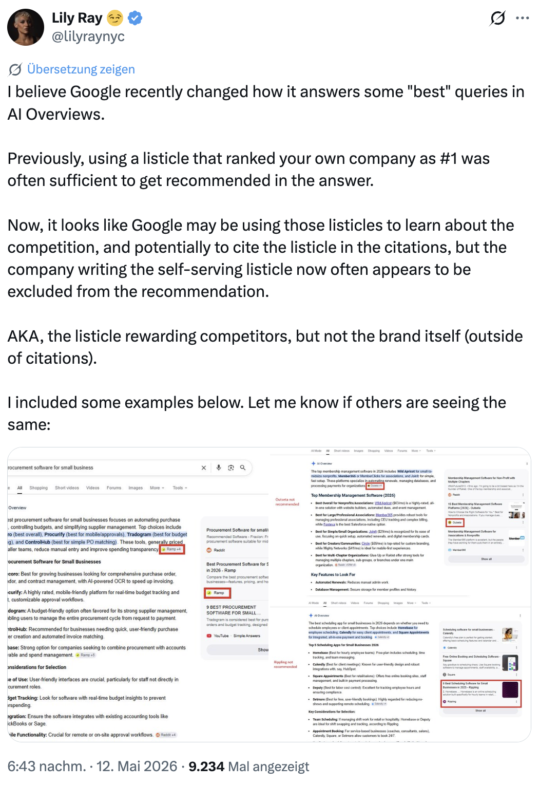Lily Ray auf X: Google Änderung bei "best" Suchanfragen
