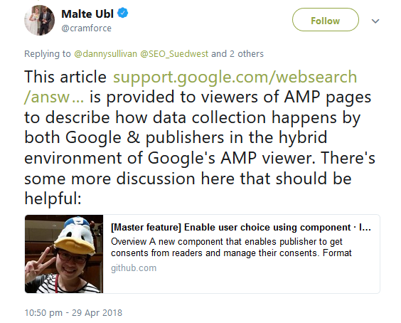 Malte Ubl: answer regarding AMP and GDPR