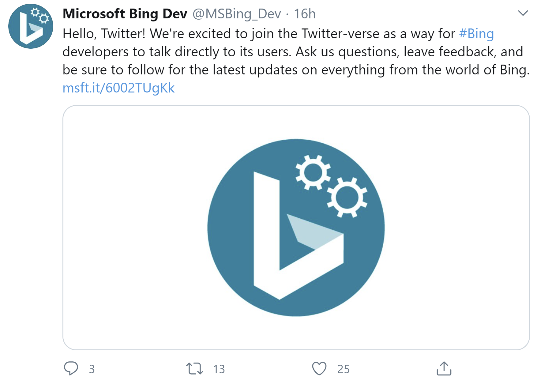 Bing Dev Team auf Twitter