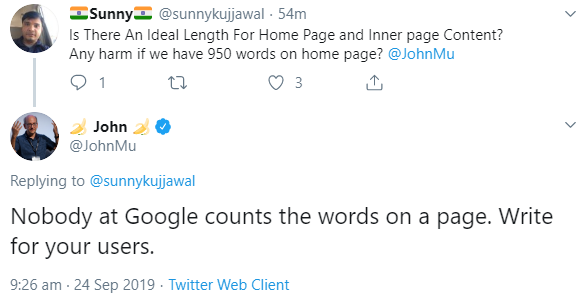Google: Niemand zählt die Wörter auf einer Seite