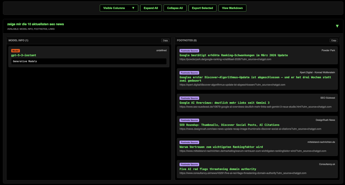 Output GPT Analyzer ohne Queries
