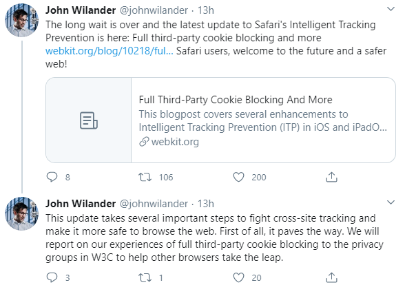 Safari blockiert jetzt Third-party Cookies