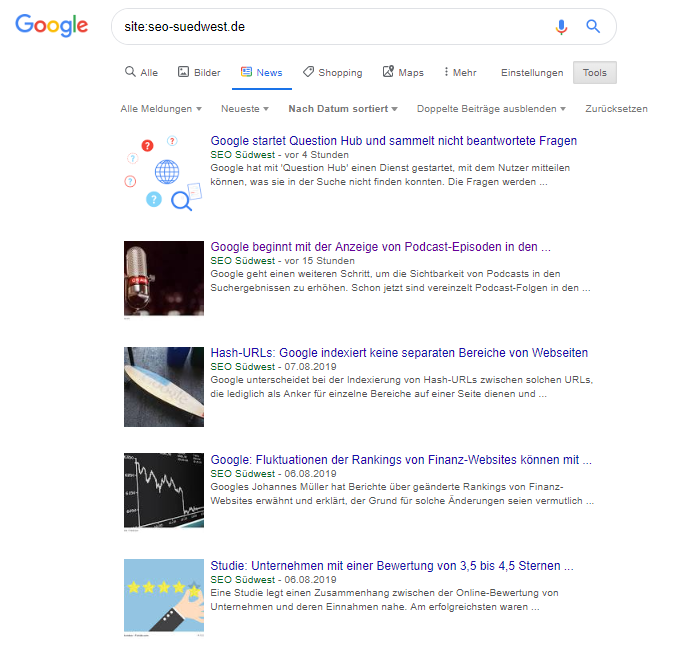 Google zeigt wieder aktuelle Suchergebnisse an