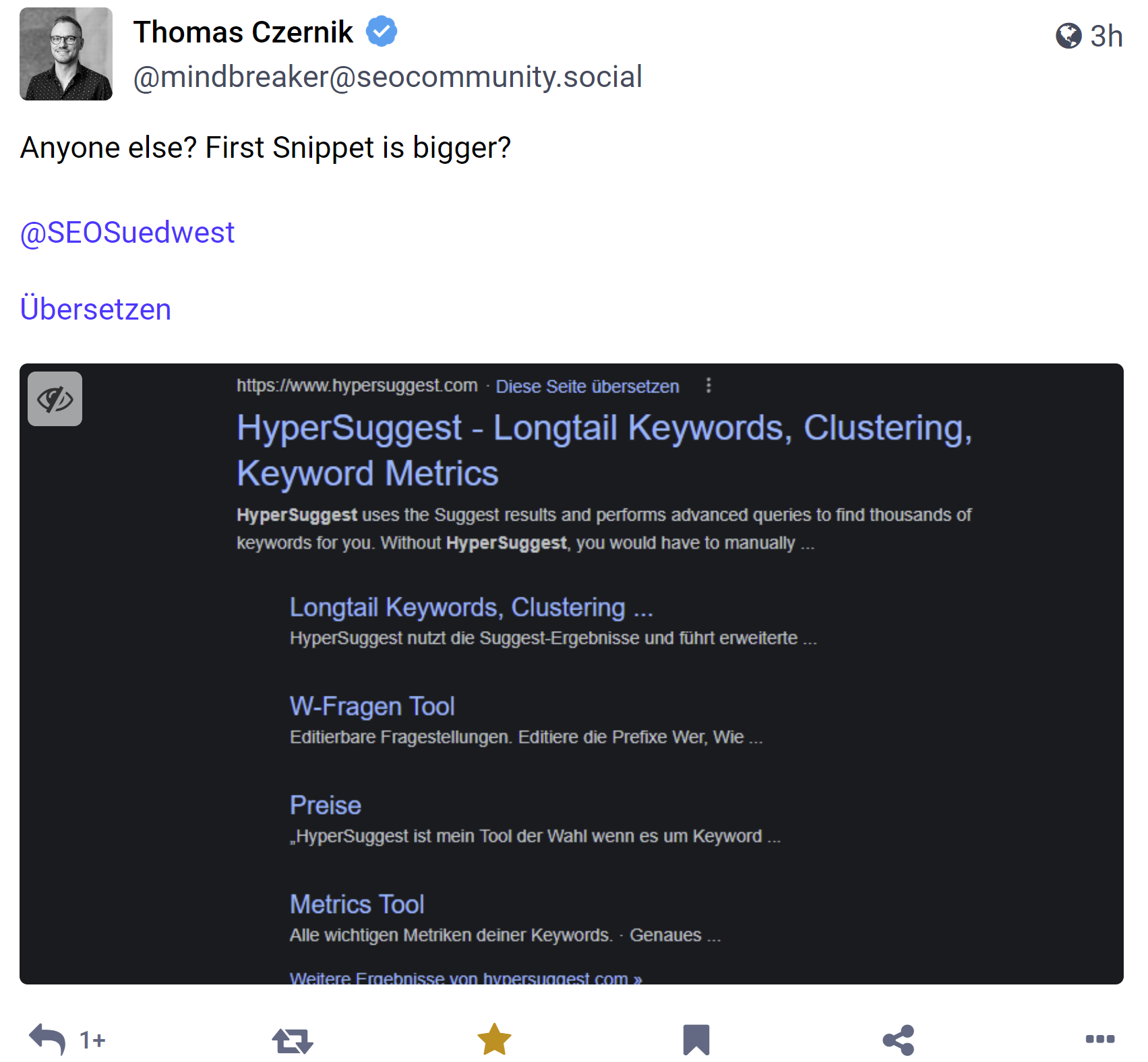 Thomas Czernik auf Twitter: größere Schriftart des Title Links für das erste Suchergebnis