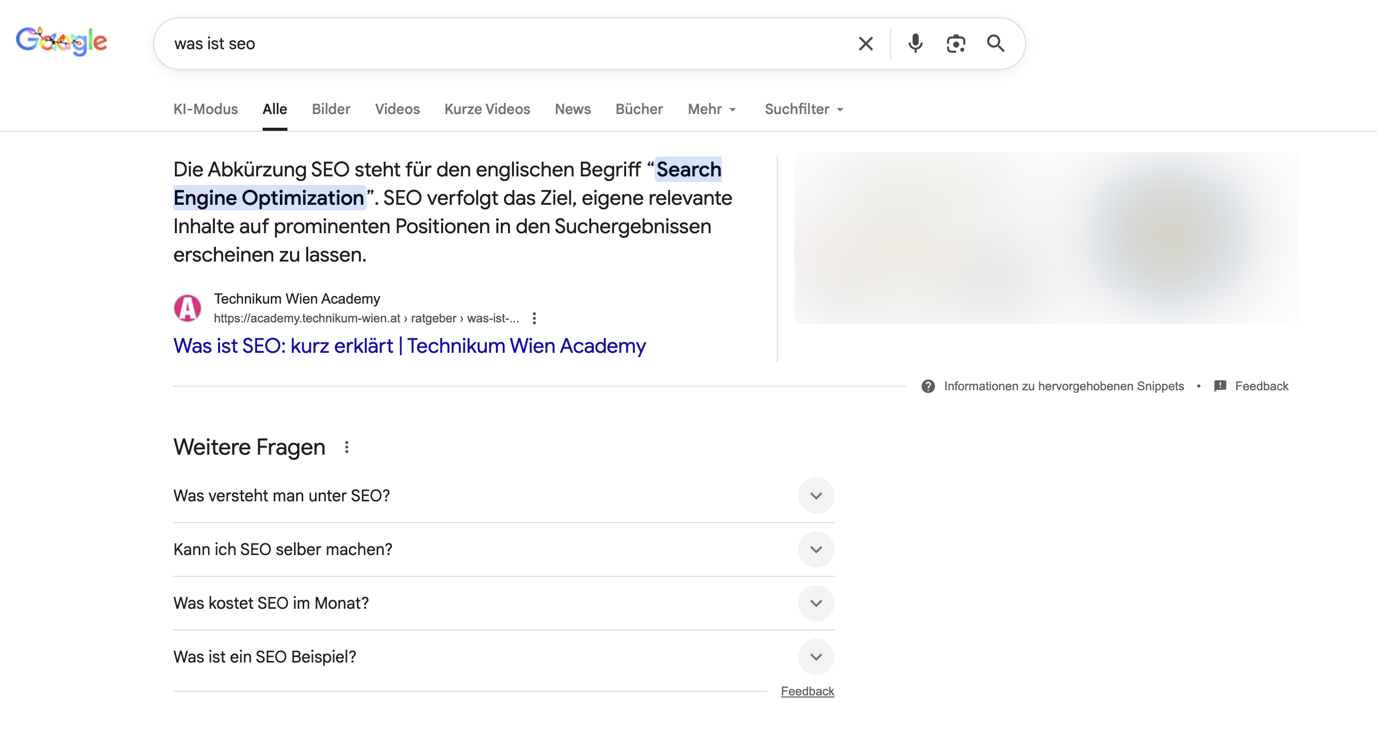 Google: Suchergebnisseite ohne AI Overview im Edge Browser
