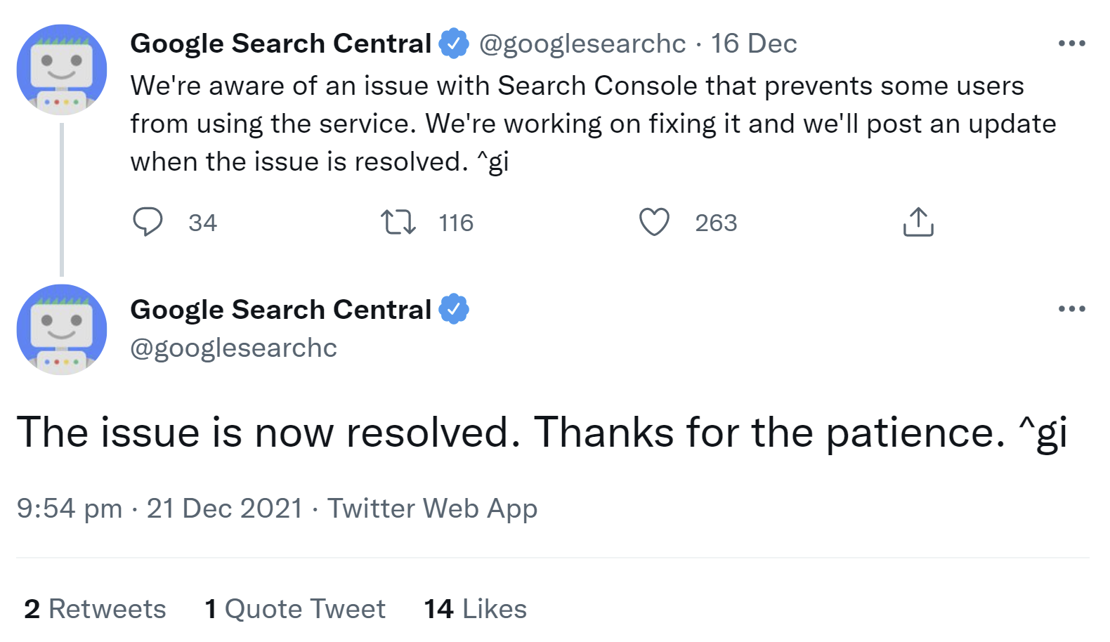 Zugriff auf Google Search Console ist wieder möglich