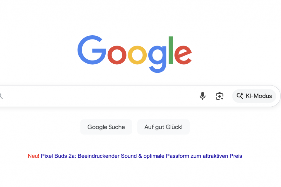 Google KI-Modus Startseite