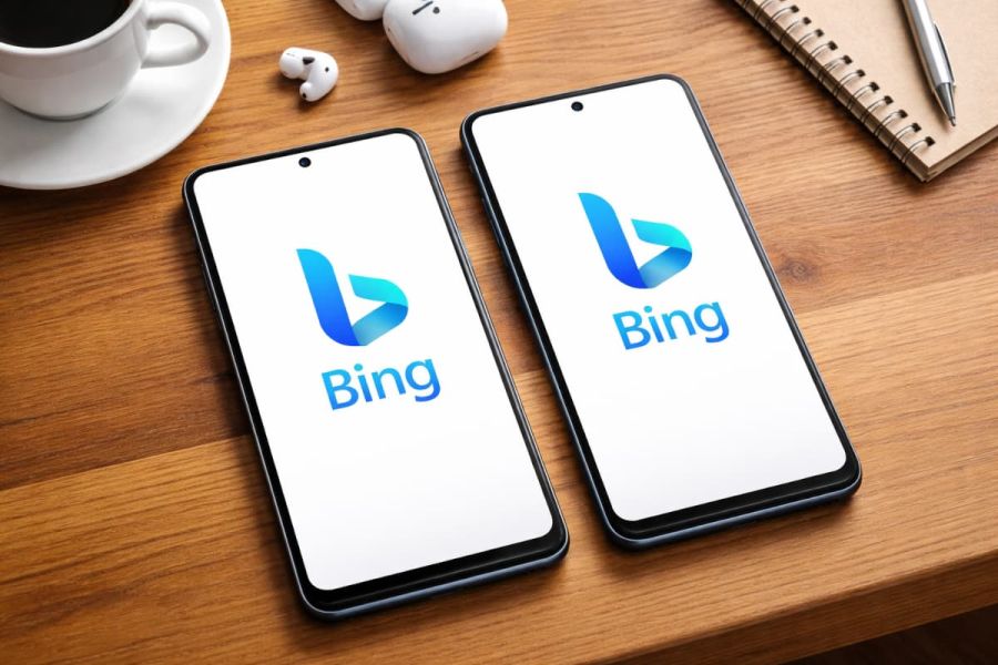 Duplicate Content: Zwei Handys mit Bing Logo