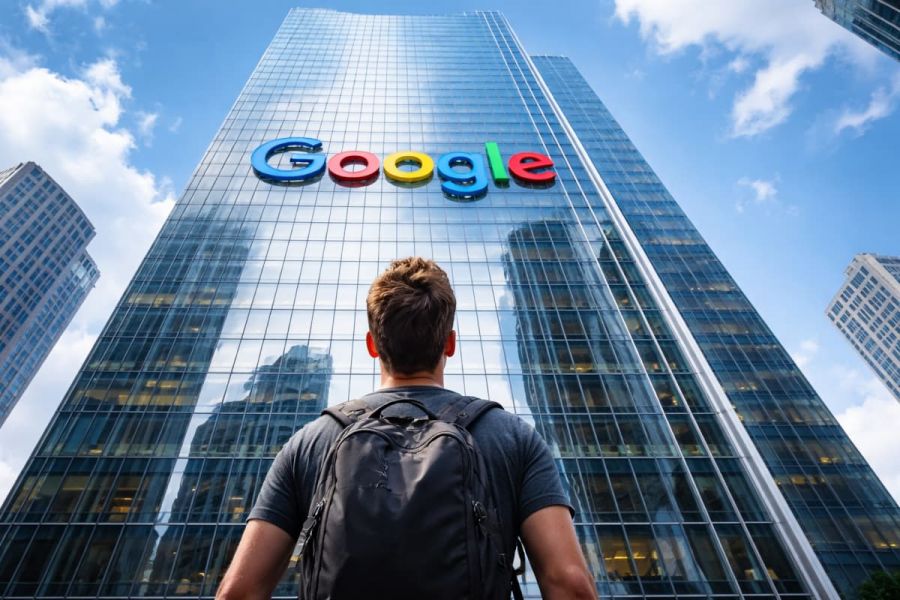 Mensch vor Google Hochhaus