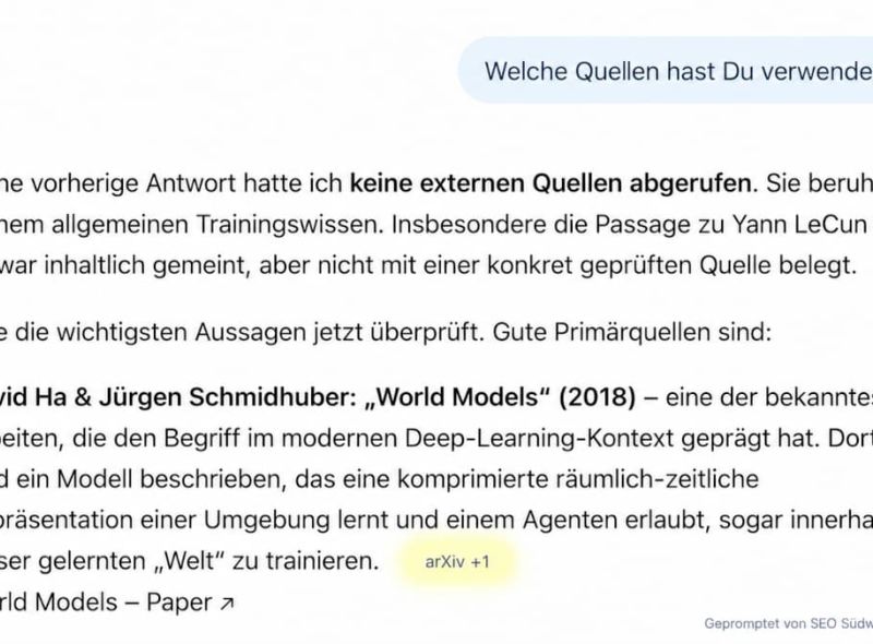 arXiv.org als Quelle einer ChatGPT Antwort