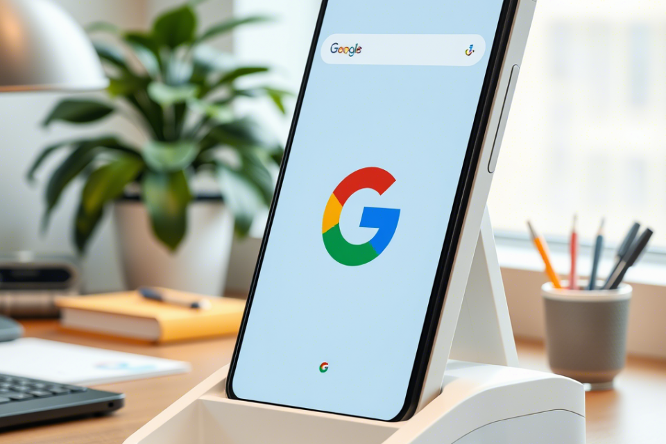 Google Telefon auf Schreibtisch