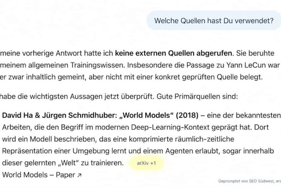 arXiv.org als Quelle einer ChatGPT Antwort