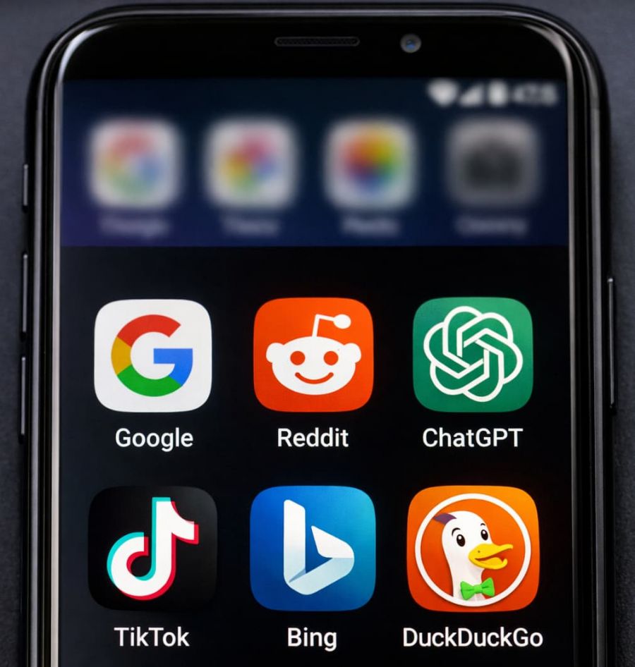 Suche-Apps auf Smartphone