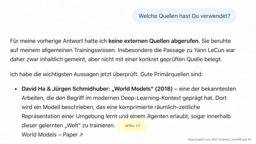arXiv.org als Quelle einer ChatGPT Antwort